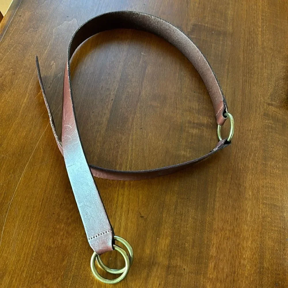 Gap Double O Ring Leather & Brass Belt - L